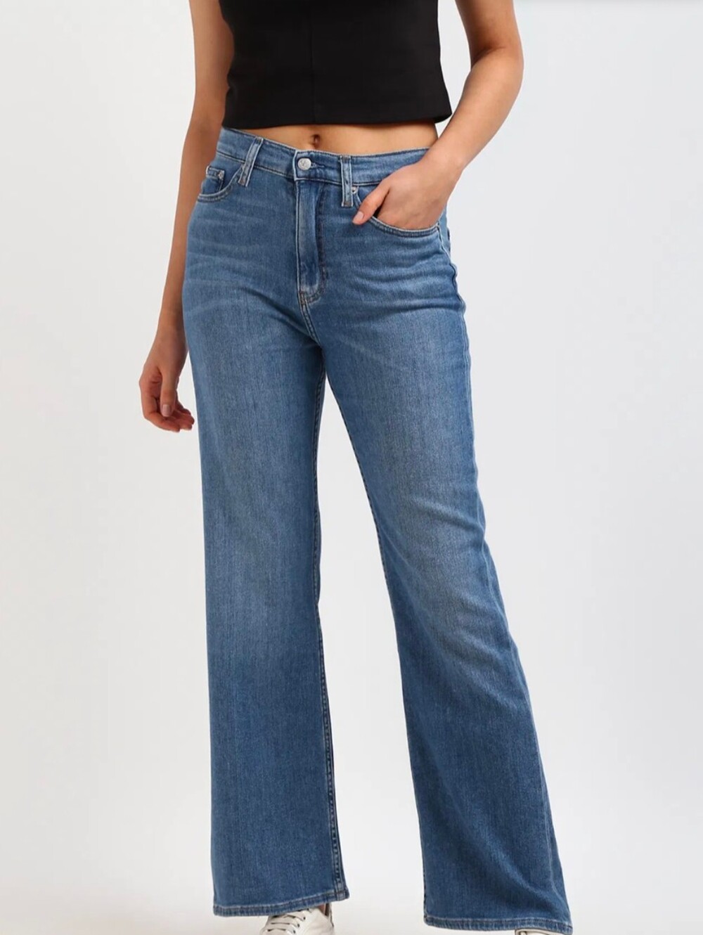 CALVIN KLEIN Women's Doublestone Wash Straight Bootcut Jeans